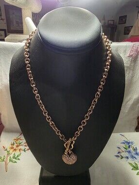 Beautiful Vintage Rose Gold Choker With Pave Crystal Heart By Joan Rivers